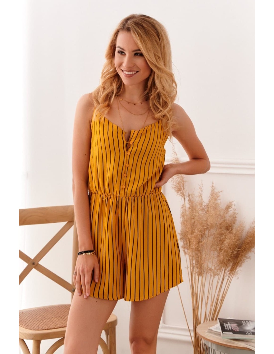 Mustard summer jumpsuit 1633 - Online store - Boutique